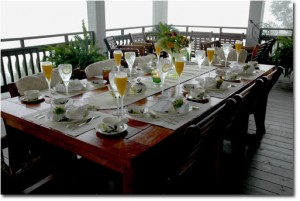 The fourth place to eat breakfat is the upper veranda. This table setting is using Grandma's Dixie Dogwood. She got a piece for free everytime she went to the movies! The fourth place to eat breakfast is the upper veranda. This table setting is using Grandma's Dixie Dogwood. She got a piece for free every time she went to the movies!