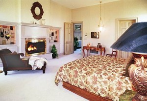 Roman Holiday- Fireplace, Chaise Lounge, Desk and a Small TV