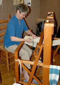 Sue Mason Finishing Off a Weaving Project
