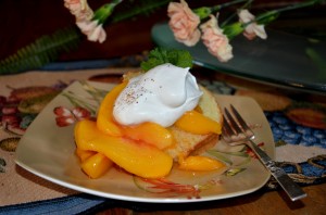 Rum and Butter Cake with Peaches Rum and Butter Cake with Peaches and Whipped Cream