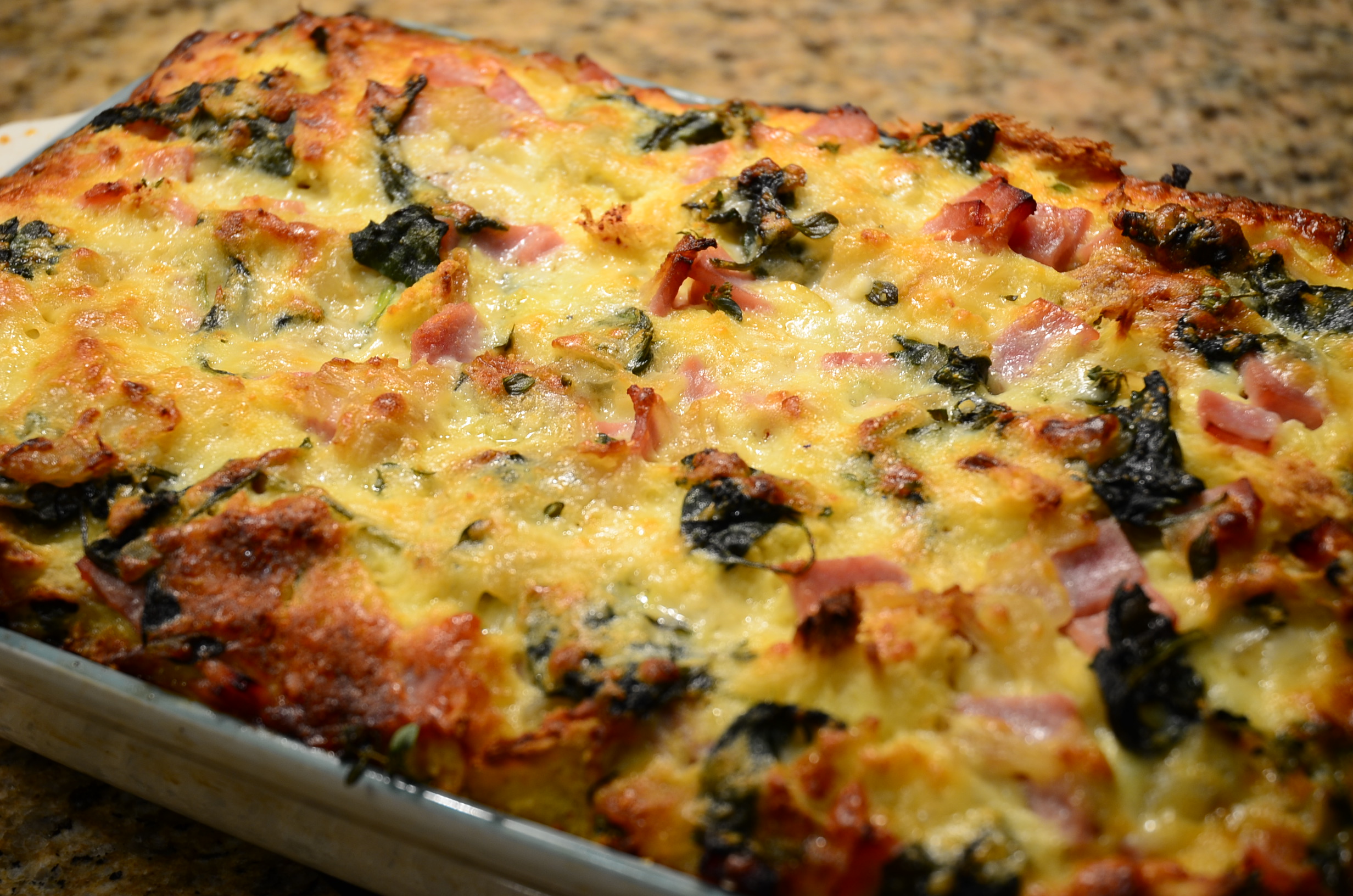 Ham Spinach Gruyere Cheese Bread Pudding Gracehill Bed and Breakfast