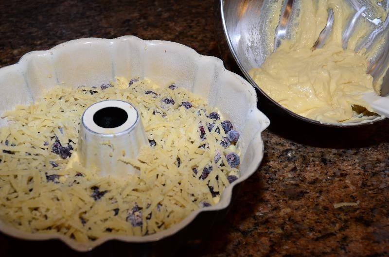 Layering the above Blueberry Almond Coffee Cake